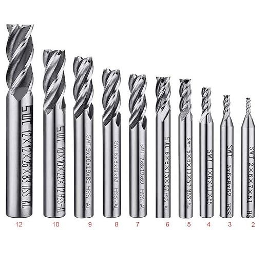 ASNOMY 10pcs 4-Flute End Mill Set, Metric CNC Milling Cutter Drill Bits Router Bits Cutter Tool Set for Wood Aluminum Cast Iron Copper Plastic, Straight Shank 2-12mm