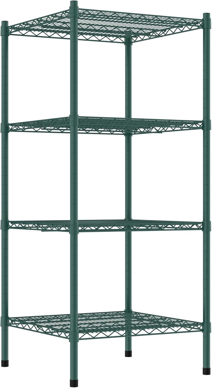 Commercial NSF Listed Green Epoxy Stationary Wire Shelving Kit 24" x 24" x 54", with 4 Shelves Perfect for Warehouse, Walk-in Refrigerator, Freezer, Grocery Store, Restaurant, Dishroom