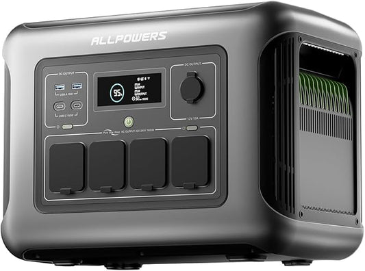 ALLPOWERS R1500 LITE Portable Power Station,1600W/1056Wh LiFePO4 Solar Generator, Solar Power with UPS Function, Fast Charging (R1500 LITE)