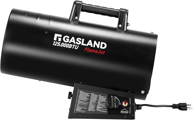 GASLAND Flame Jet 125,000 BTU Propane Force Air Heater, Portable Propane Heater for Garage, Workshop, Job Site, Outdoor Camping & Industrial Space - Fast Heating, Durable Steel Construction