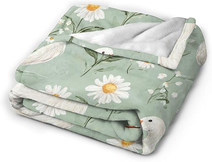Cute Goose Throw Blanket White Duck Flannel Blankets Fuzzy Plush Super Soft Cozy Warm Decor Gifts for Boys Girls Kids Adults Men Women 40" x 50"