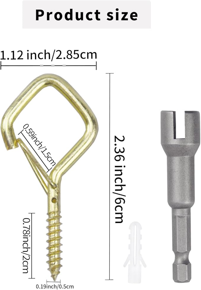 35PCS Eye Screw Hooks for Hanging Heavy Duty with Safety Buckle.Metal Ceiling Hooks for Hanging Plants,Cup,Wind Chime,Bird Feeders,String Lights at Indoor&Outdoor,2.36 Inches Gold