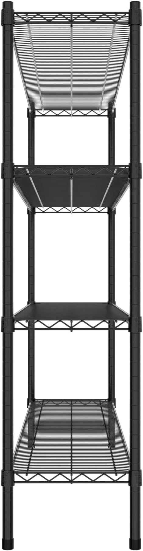 Commercial NSF Listed Black Epoxy Stationary Wire Shelving Kit 14" x 60" x 54", with 4 Shelves Perfect for Warehouse, Walk-in Refrigerator, Freezer, Grocery Store, Restaurant, Dishroom
