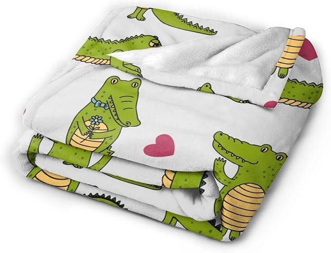 Crocodile Blanket Super Cozy Soft Alligator Throw Blanket Warm Plush Crocodiles Stuff Fluffy Fleece Flannel Gift Blankets for Women Girls Boys Adults 80"X60"