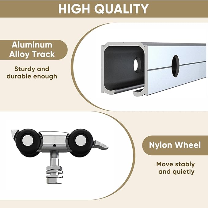 JUBEST 8FT Barn Door Sliding Hardware Track Kit, Aluminium Alloy Box Rail Hardware for Classic Modern Interior Single Wooden Door,Low Clearance