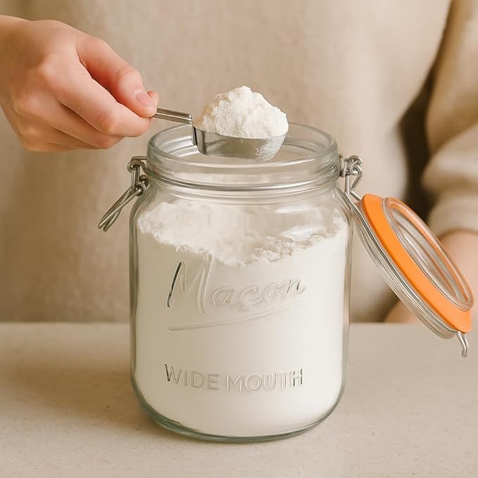 kitchentoolz Large Glass Mason Jars with Airtight Lids - Half Gallon Food Storage & Canning Jars with Measurement Markings - Kitchen Pantry Containers for Flour, Sugar & Dry Goods - 64 oz (4pk)