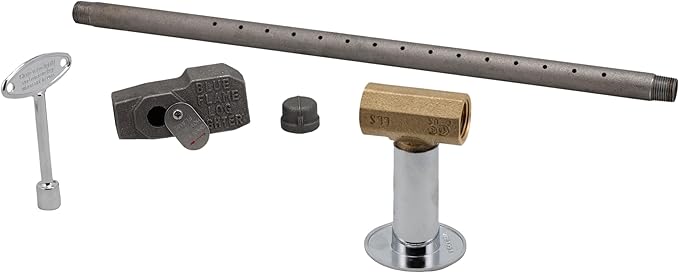 Supplying Demand LLKIT-LPS-CP Fireplace Fire Pit | Log Lighter Install Kit with Straight Pattern LP Gas Log Lighter, 1/2" Straight Stop Valve - Polished Chrome with Escutcheon and 3" Key