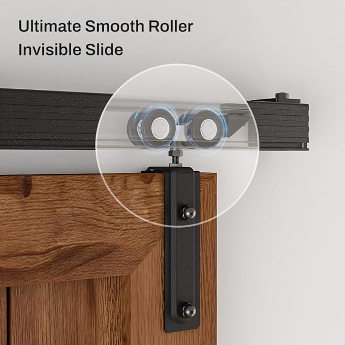 72"/6FT Box Rail Hardware Heavy Duty Sliding Barn Door Track, Aluminium Alloy Wall Mount Kit for Single Door, Smoothly and Quietly Easy to Install (No Door)