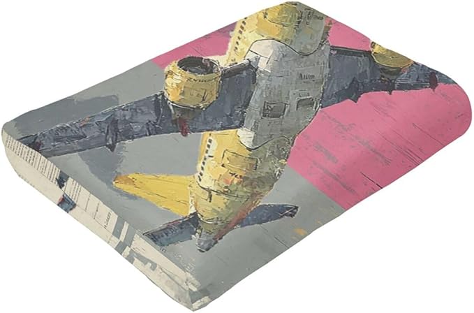 Airplane Throw Blanket Rustic Aircraft Blankets Aviation Traver Fleece Plush Super Soft Cozy Warm Pilot Decor Gifts for Boys Girls Kids Adults Men Women 50" x 60"