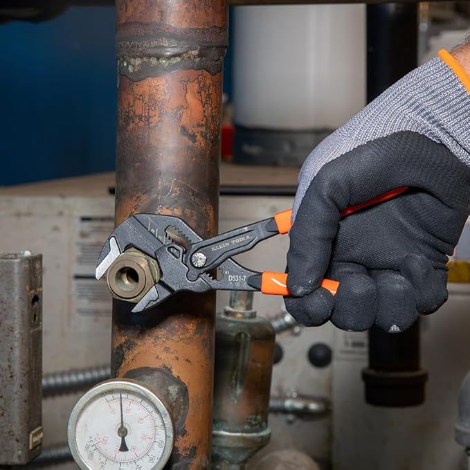 Klein Tools D53103KIT Adjustable Pliers Wrench Set, Compact High-Leverage Parallel Smooth Jaw Pliers, 7-Inch, 10-Inch and 12-Inch, 3-Piece