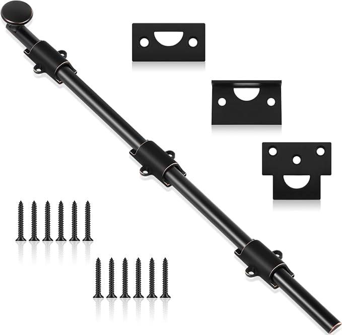 Tandefio 18" Cane Bolt for Gate Heavy Duty Solid Brass Slide Dutch Door Bolt Latch Oil Rubbed Bronze Hardware Locks Attic Latch for Dutch Sliding Barn Door Wooden Fence Metal Gate, Bronze