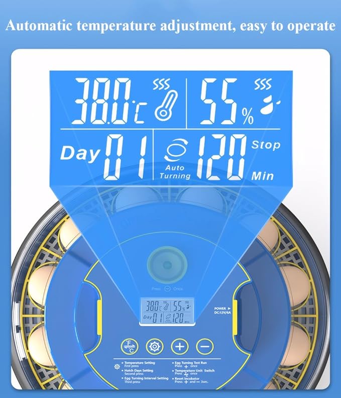 Incubators for Hatching Eggs,18 Egg Incubator with Egg Candler,Automatic Egg Turner,Automatic Temperature and Humidity Control,Record Hatching Day,for Chickens, Duck, Goose, Quail Eggs
