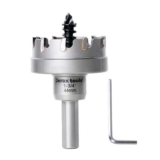 Tungsten Carbide Tipped Hole Cutter, 1-3/4 inch TCT Hole Saw with 5mm Hole Depth Heavy Duty for Stainless Steel, Mild Steel, Iron, Copper, Brass, Plastic