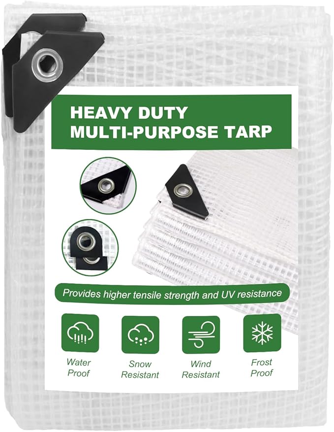 18 Mil Greenhouse Cover, 8x6 FT Clear Heavy Duty Greenhouse Tarp, UV Resistant Waterproof Green House Plastic Covering with Grommets for Garden, Farms, Nursery