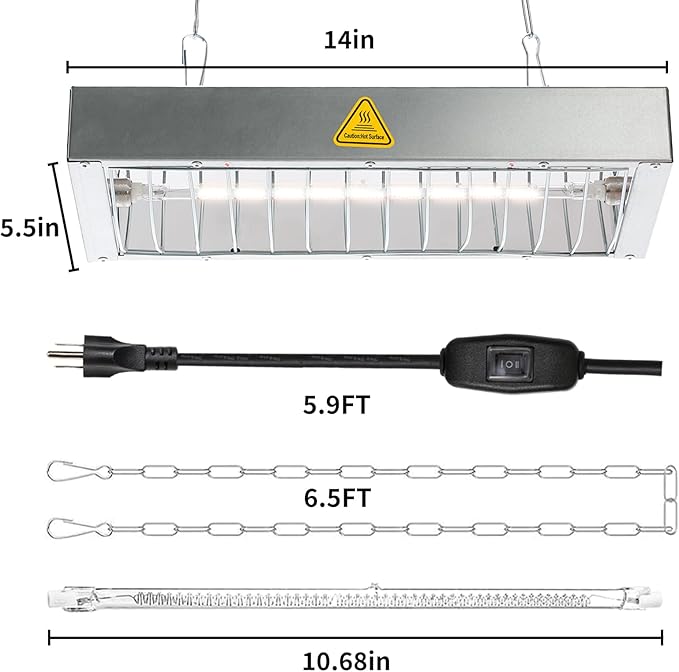 600W Chicken Coop Heater Bulb, Replacement Bulb Accessories for Chicken Heat Lamp, Brooder Heater Tubes for Chicks, Poultry, Pets, 1 Pack