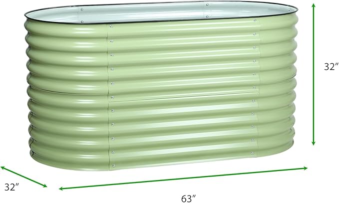 BPS 2-in-1 Metal Raised Garden Bed, 5.3x2.7 FT Galvanized Planter Raised Beds for Vegetables, Flowers 31'' Extra Tall