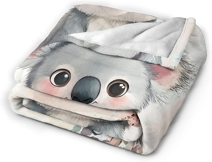 Koala Soft Cute Kawaii Plush Throw Blanket - Cozy Warm Animal Flannel Fleece Bedding Stuff Decor - Gifts for Lovers, Girls, Boys, Kids, Adults, Women - Bed Travel 60"x80"