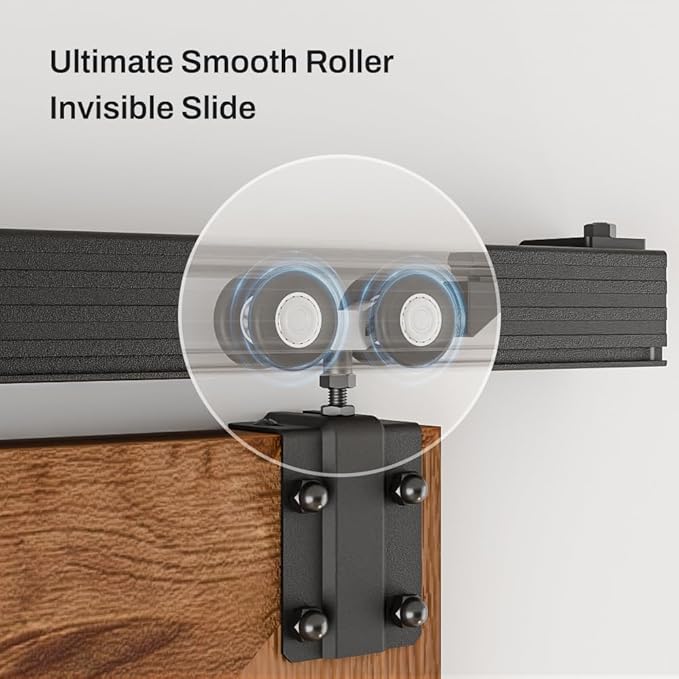 79.2"/6.6FT Box Rail Hardware Heavy Duty Sliding Barn Door Track, Aluminium Alloy Wall Mount Kit for Single Door, Smoothly and Quietly Easy to Install (No Door), HMD-P66SKB
