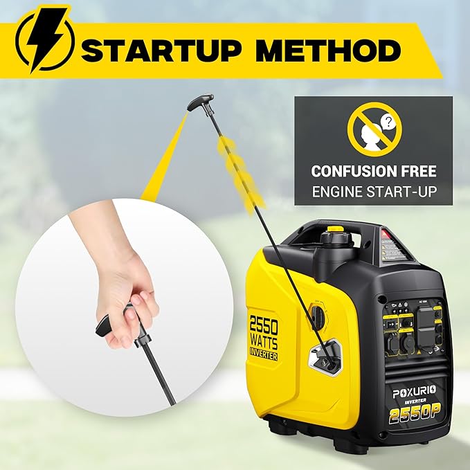 2550-Watt Portable Inverter Generator for Home Use, 4L/1.06Gallon Large Fuel Tank Up to 10 Hours Use, 120V Gas Powered Generator Super Quiet - EPA Compliant,Yellow