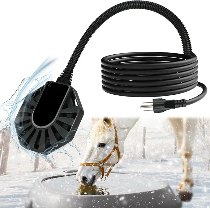 500W Horse Water Heater Aluminum Cast, Thermostatic Control Farm De-Icer, Utility Pond De-icer for Livestock Poultry Birds Horses Cows Wildlife Drinking for Winter