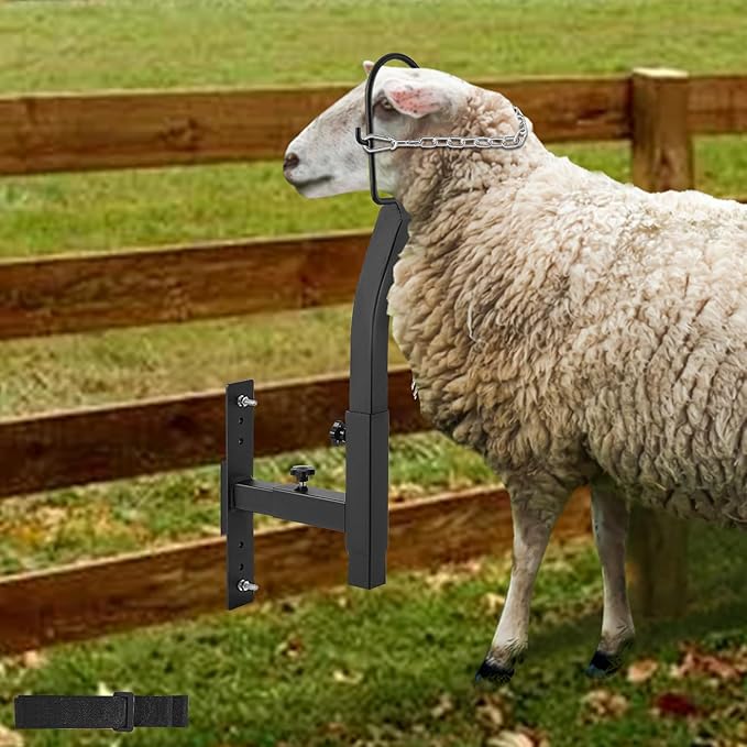 VEVOR Livestock Stand Steel Gate Attachment Nose Loop Headpiece, 9.8inch Height and Trimming Stand 5.9inch Length Adjustable, Nose Loop Goat Trimming Stands, Sheep Shearing Stand for Sheep & Goats