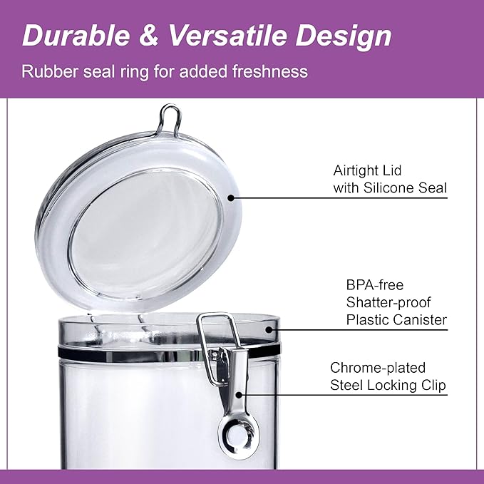 Amazing Abby - Cathy - 70-Ounce Plastic Canister (Set of 3), Plastic Airtight Food Container, Stackable for Pantry Storage, BPA-Free and Shatter-Proof, Perfect for Home and Commercial Use