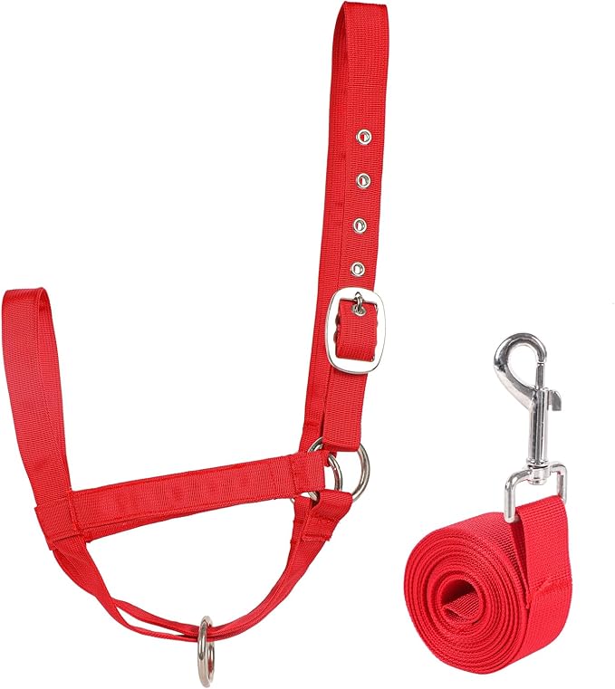 perixir Cow Halter Cattle Halters Calf Halter with Leading Rope，Adjustable Nylon Livestock Cattle Halter，for Miniature Horse Donkey Goat Foal