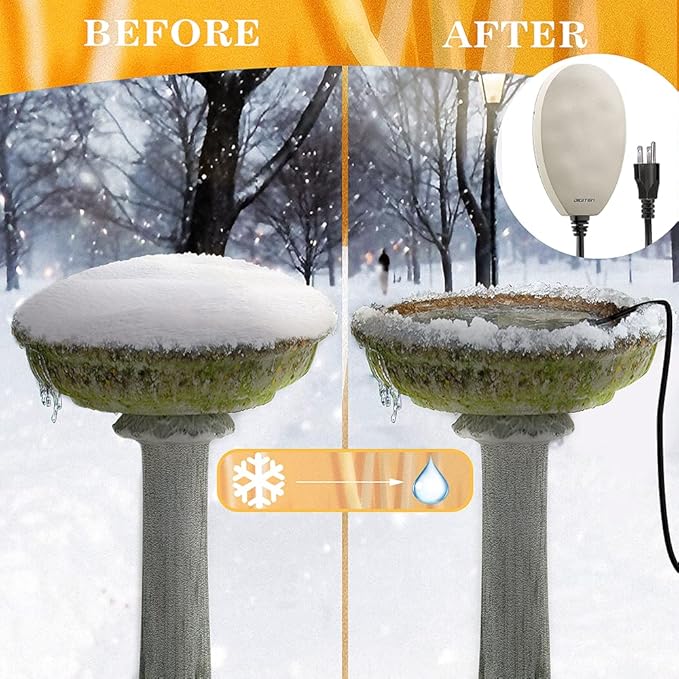 60W Bird Bath Heater, Waterproof Birdbath Deicer for Outdoors, Keep Chicken Waterers from Freezing, Fit in All Kind of Birdbaths 110V 120V