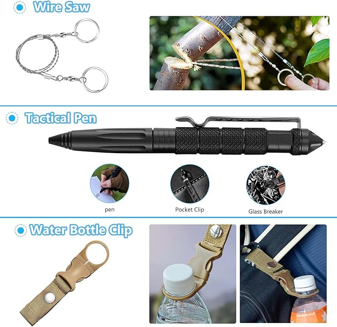 KEPEAK Gifts for Men Dad Husband Him, Survival Kits, Survival Gear and Equipment for Camping, Emergency, Hiking, Outdoor, Wilderness and Disaster Preparedness