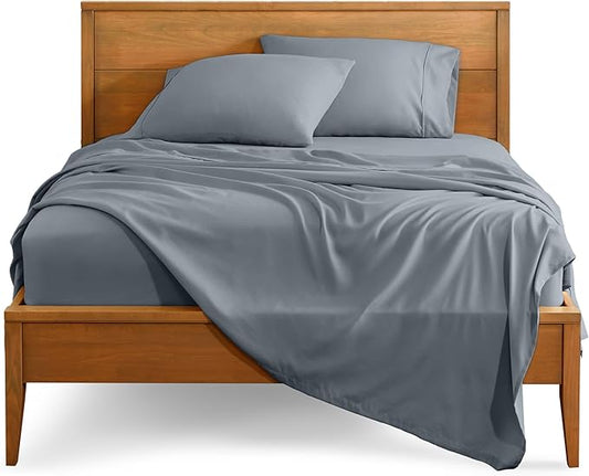 Bare Home Split Head Flex King Sheet Set - 1800 Ultra-Soft Microfiber Bed Sheets - Double Brushed - Deep Pockets - Easy Fit - 4 Piece Set - FlexTop Bedding Sheets (Split Head Flex King, Steel Blue)