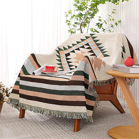 Lqprom Southwest Throw Blankets Aztec Southwestern Throws Cover Boho Native American Blankets for Gift Sofa Table Bed Living Room Decor Outdoor Camping Picnic Tent Beach Car Traveling 63"x87"