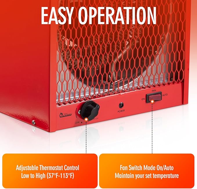 DR. INFRARED HEATER DR-988 240V Electric Industrial Garage, Workshop, Warehouse, Construction Heater, 5600W, Thermostat 37-113 °F, Portable, Wall Ceiling Mount