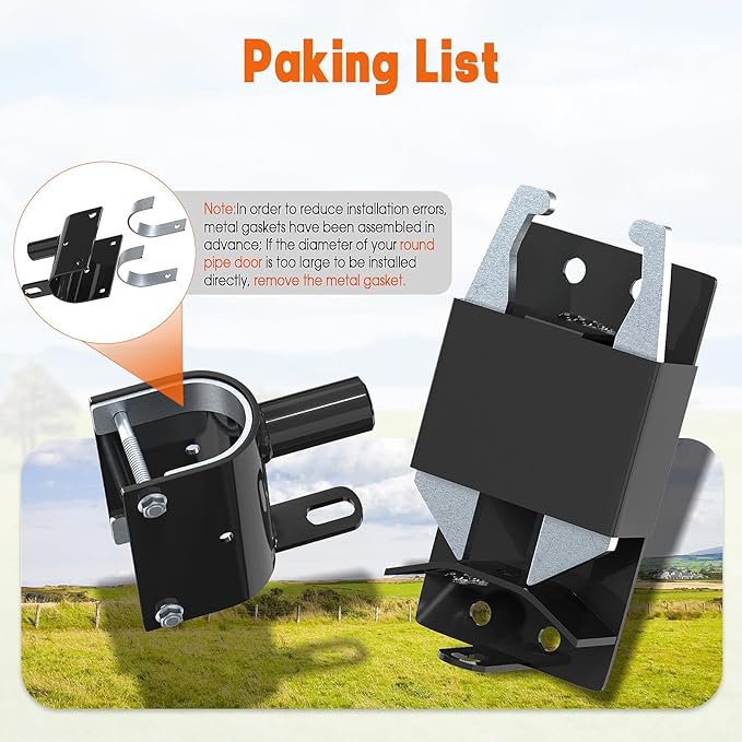2 Way Farm Gate Latch Heavy Duty - Fence Gate Latch for Metal Gates with Padlock, Anti-Sag Two Way Livestock Fence Gate Latch Hardware for Horse Corrals, Ranches, Pastures, Pet Cages, Stables