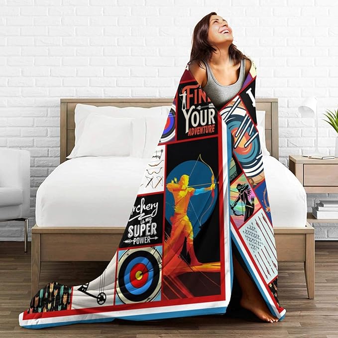 Archery Throw Blanket Sports Blankets Fleece Plush Flannel Super Soft Cozy Warm Lightweight Archery Sports Decor Gifts for Boys Girls Kids Adults Men Women 60" x 80"