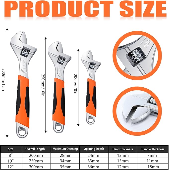 Lasnten 8 Pcs Universal Socket Wrench Set Including 8", 10", 12” Adjustable Wrench, 52 In1 and 48 In1 Dog Bone spanner, 1/4", 3/8", 1/2" Drive Ratchet spanner for Home Bicycle and Car Repair