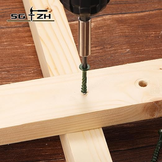 #10 x 2-1/2" Deck Screws (318Pcs) 4lb. Carbon Steel, Green, Flat Head, Rust Resistant epoxy Coated, with T25 Star Bit