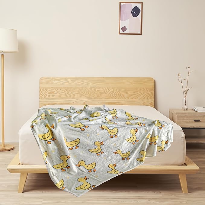 Cute Duck Blanket for Women Girls Kids Adults 60" x 80", Flannel Throw for Sofa Couch Bed Living Room, Gifts for Animal Lovers