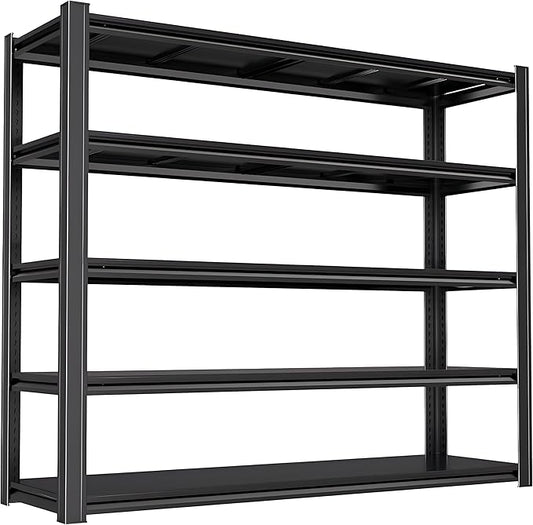 Industrial Storage Rack,Heavy-Duty Steel Shelving Unit,Multi-Purpose Garage Organization System Black 72" H x 62" W x 23.5" D 5-Tier