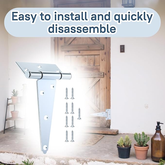 HOME MASTER HARDWARE 5 in Gate T Strap Hinges Zinc-Plated Heavy Duty T-Hinges with Screws for Sheds, Storage, Gates, and Barns(10 Pack)