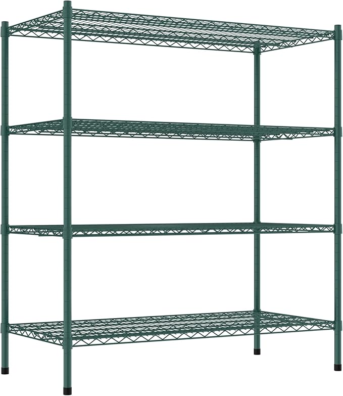 Commercial NSF Listed Green Epoxy Stationary Wire Shelving Kit 24" x 48" x 54", with 4 Shelves Perfect for Warehouse, Walk-in Refrigerator, Freezer, Grocery Store, Restaurant, Dishroom