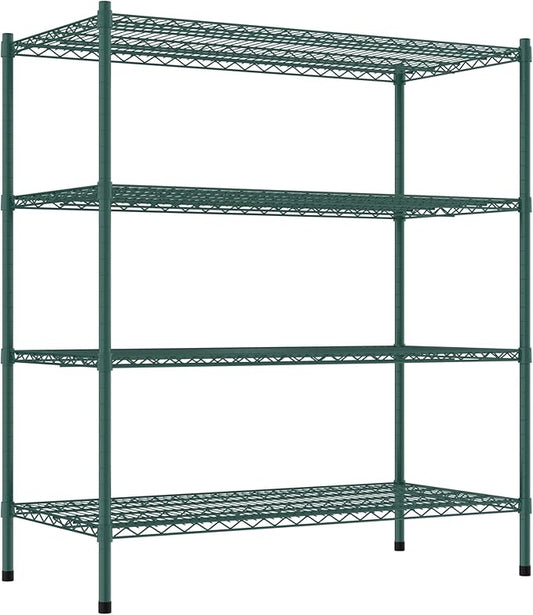 Commercial NSF Listed Green Epoxy Stationary Wire Shelving Kit 24" x 48" x 54", with 4 Shelves Perfect for Warehouse, Walk-in Refrigerator, Freezer, Grocery Store, Restaurant, Dishroom