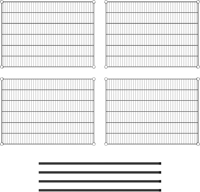 Commercial NSF Listed Black Epoxy Stationary Wire Shelving Kit 30" x 42" x 54", with 4 Shelves Perfect for Warehouse, Walk-in Refrigerator, Freezer, Grocery Store, Restaurant, Dishroom
