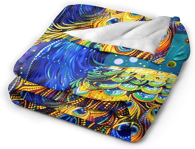 Peacock Blanket Gifts for Girls Boys Soft Warm Plush Peacock Throw Blanket Flannel Fleece Fuzzy Stuff Blanket for Bed Couch Living Room Decor 60"X50"