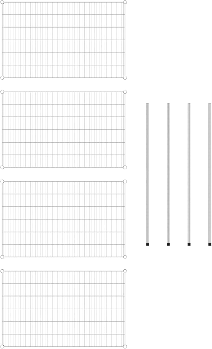 Commercial NSF Listed Chrome Stationary Wire Shelving Kit 30" x 48" x 54", with 4 Shelves Perfect for Warehouse, Walk-in Refrigerator, Freezer, Grocery Store, Restaurant, Dishroom