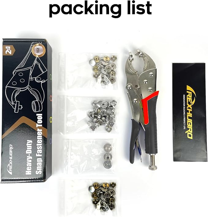 Heavy Duty Snap Tool for Boat Covers - Setter Pliers Kit With 60 Sets 15mm Stainless Fasteners for Canvas