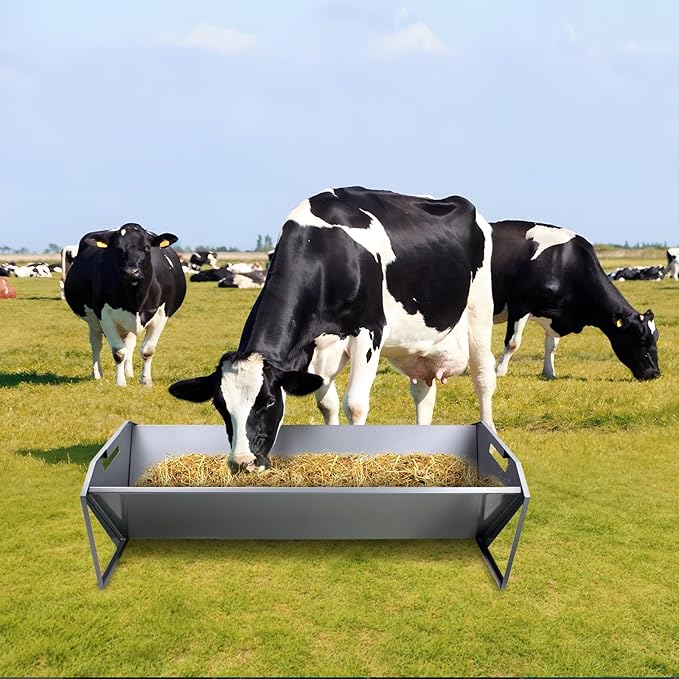 Livestock Feeding Trough 45", Heavy Duty 22 Gallon Capacity Livestock Trough, Galvanized Steel Sheep Feeder Trough for Horse, Goat, Sheep, Cattle, Cow, Alpaca