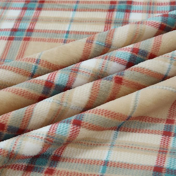 PU MEI Sherpa Blanket Twin Plaid Thick Bed Blanket, 80”*90”Super Soft Flannel Fuzzy Fleece Reversible Velvet Plush Warm Blanket for Couch (Yellow Red Check)