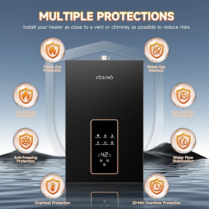 Propane Tankless Water Heater, 4.21GPM 16L Indoor,Constant propane water heater,Instant Hot Propane Gas Water Heater with Fahrenheit Digital Display,Multi-Protection