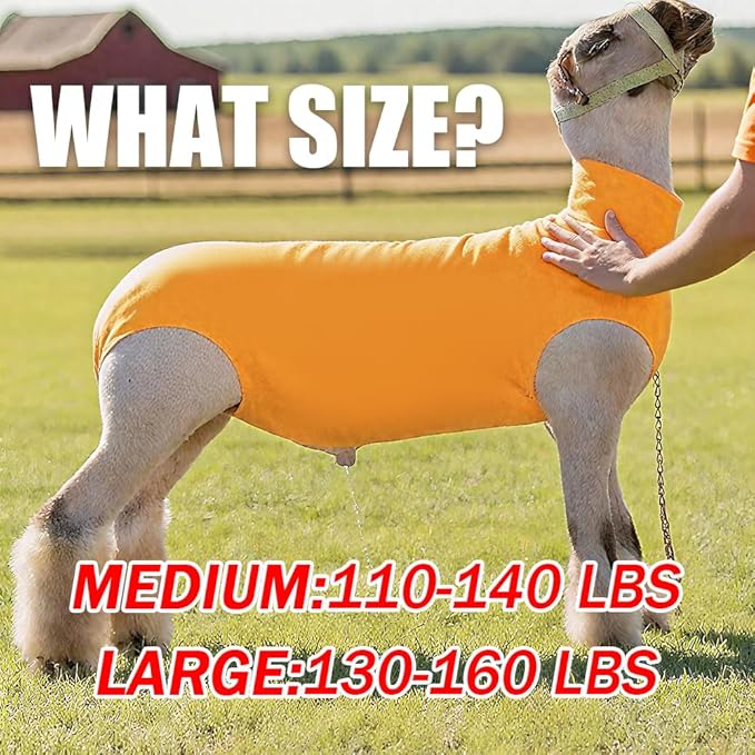 Spandex Goat Tube for Show Goats - Show Livestock Supplies: Goat Covers & Blankets Rich in Color (Medium, Large) (Yellow, Large)