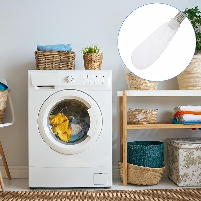 64 Pieces Washing Machine Lint Traps and Cable Ties Set, Includes 16 Nylon Mesh Lint Traps and 48 Tie Straps Laundry Discharge Hoses Filter Lints Catcher Cleaning Tool